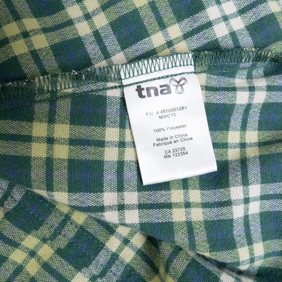 Aritzia TNA Flannel Shirt Plaid Green Button Up Medium - Picture 14 of 15